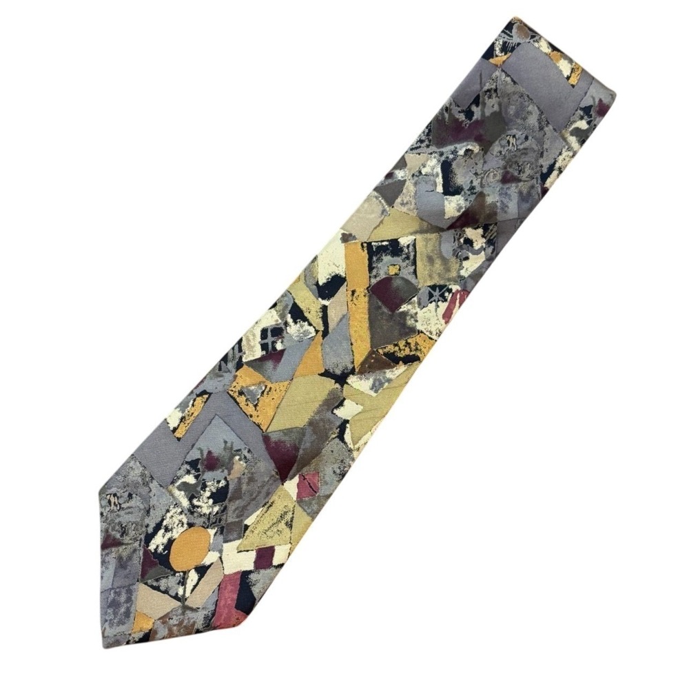 GUY LAROCHE Mens All Silk Tie Multicolor Abstract Geometric Necktie 3.75x57.5